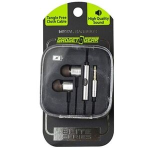 New Gadget Gear Elite Series Fabric Wrapped Metal Earbuds, Sound, Volume & Mic